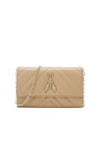 Thumbnail for PATRIZIA PEPE quilted leather shoulder bag with metal Fly logo Beige, Camel Beige (B524), One size on sale