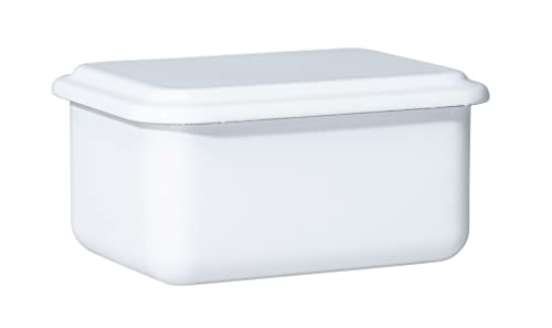 Riess, 0412-033, Vorratsbehälter mit Deckel, 15x11x7cm, Emaille, Design SERVE + STORE, WEISS, Gewicht 0,46kg, LBH: 15,7 x 11,7 x 7 cm im Sale