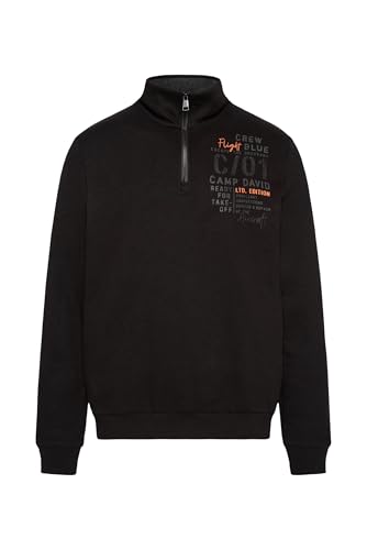 Camp David Herren Troyer-Sweatshirt mit Backprint Anthra Mel 4 im Sale