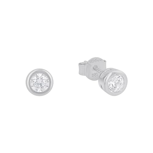 s.Oliver stud earrings 925 Sterling Silver women's earrings, with synthetic zirconia, 0.6 cm, Silver, Comes in a jewelry gift box, 9079094 on sale
