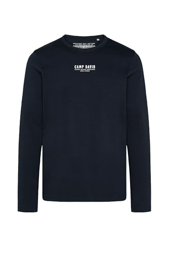 Camp David Herren Longsleeve mit Logo Print Ecru 4 im Sale