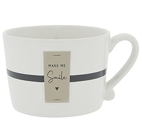 Becher mit Henkel MAKE ME Smile Keramik weiss Stripes little Heart Keramikgeschirr Kaffeebecher BC Cup Küche Gedeckter Tisch im Sale