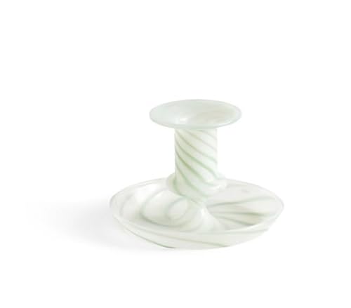Hay Flare Stripe Kerzenständer aus Borosilikatglas in der Farbe Milk Green, 541467 im Sale