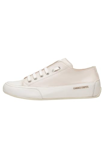 Candice Cooper Rock S-Sneakers aus Leder in Vintage-Optik-Weiß, Weiß-Hellblau 35 im Sale