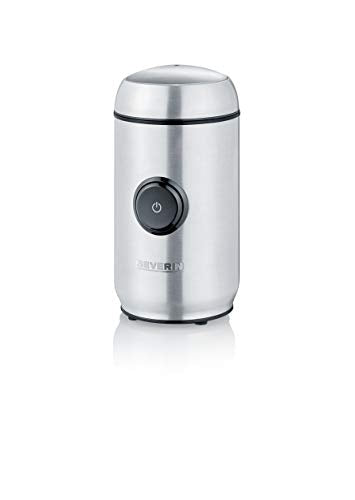SEVERIN coffee and spice grinder, aroma-preserving grinding thanks to high-quality stainless steel blade, individually adjustable grinding level at the touch of a button, 150 W, approx. 50 g capacity, silver, KM 3879 on sale