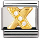 Nomination Comp. Classic BUCHST. Edelstahl, 18K-Gold und Cubic Zirc. (X) 030301 im Sale