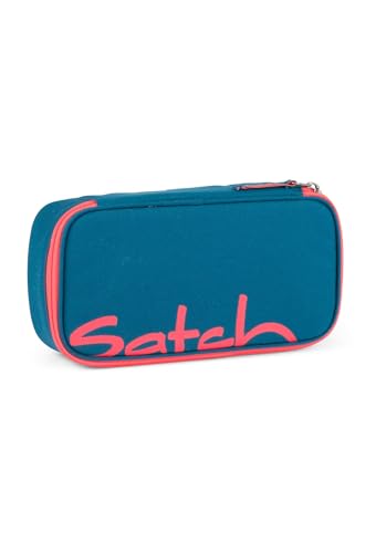 satch pencil case extra large including divider, zipped compartment, pen holder, set square, window for timetable, Deep Sea - Turquoise on sale