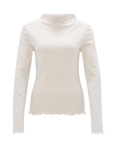 OPUS Damen Langarmshirt | Rippshirt SONINCHEN Slim aus weichem Jersey Ivory, 36 im Sale