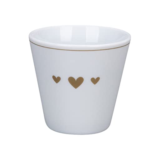 Krasilnikoff - Espresso-Tasse, Mokka-Tasse - goldene Herzen - Porzellan - Farbe: weiß - (ØxH) 6 x 6 cm im Sale
