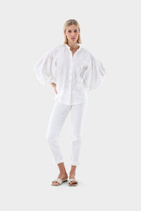 Thumbnail for Van Laack stand-up collar blouse with blouson sleeves and print on sale