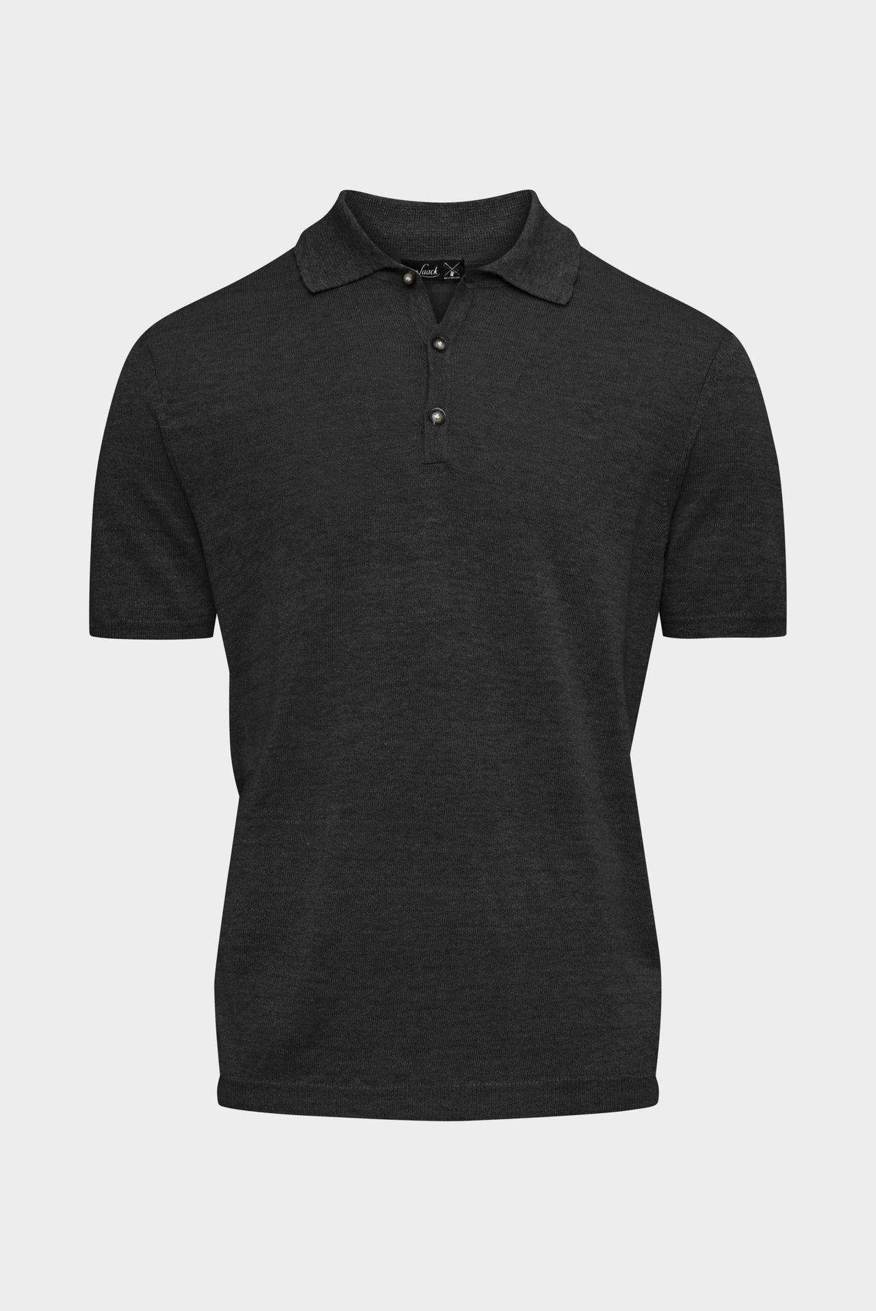 Van Laack Knit Polo Shirt in Grey Linen on Sale