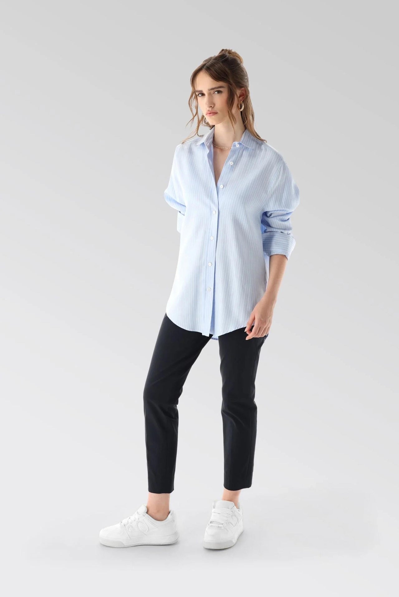Van Laack Taillierte Hemdbluse aus Biobaumwolle im Sale