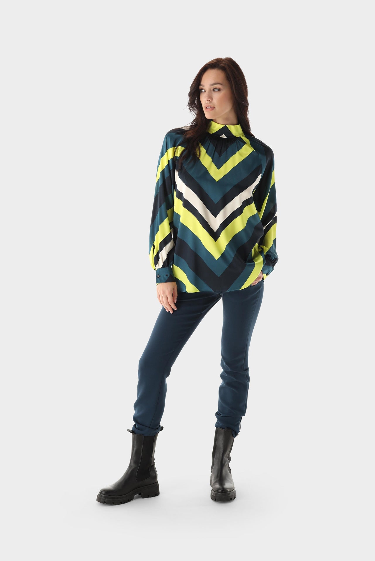 Van Laack silk satin blouse with striped pattern on sale