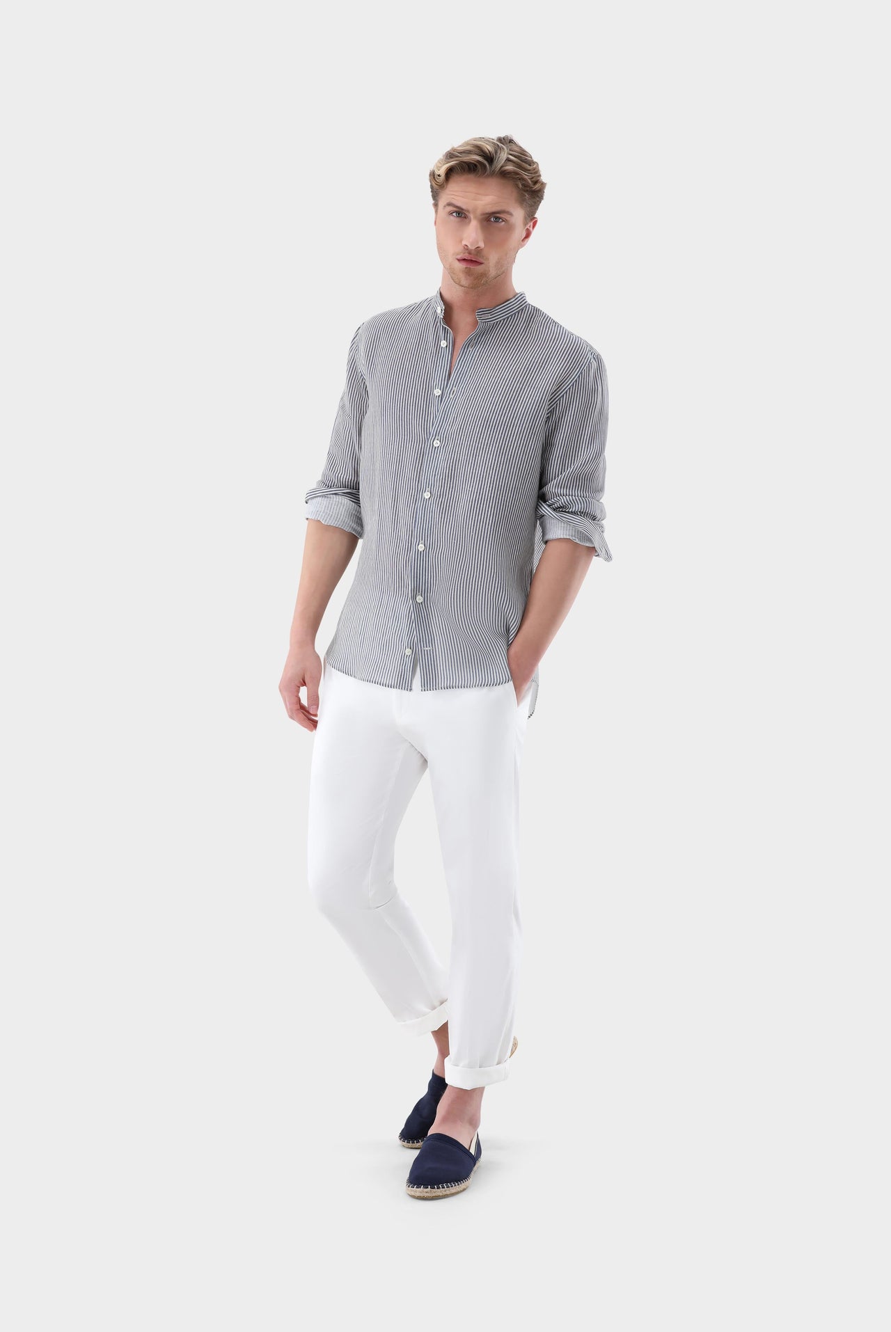 Van Laack Leinenhemd mit Streifen-Druck Tailor Fit im Sale