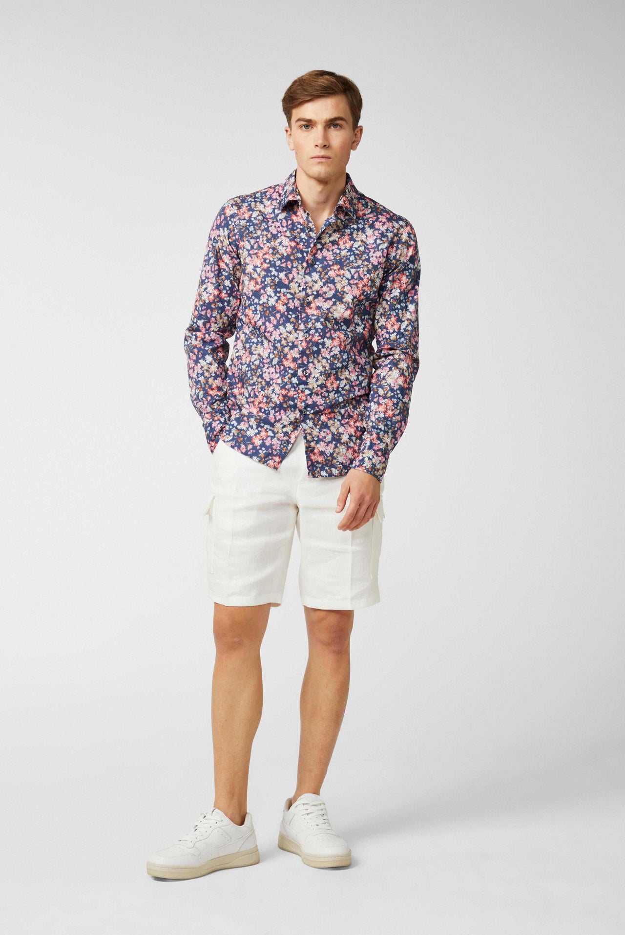 Van Laack poplin shirt with Ipanema floral print on sale