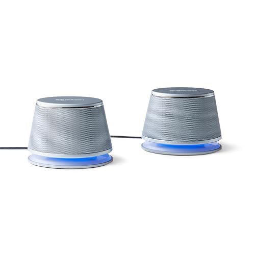 Amazon Basics Stereo 2.0 Speakers for PC or Laptop, 3.5mm AUX Input, USB Powered, 1 Pair, Black on Sale
