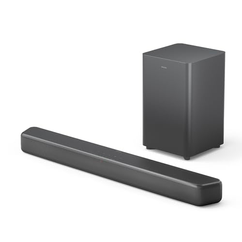 PHILIPS TAB5309 Soundbar 2.1 mit drahtlosem Subwoofer - 2,1 Kanal 240W, DTS Virtual X, Bluetooth 5.4, HDMI ARC, optische Verbindung und USB-Konnektivität - Dunkelgrau im Sale