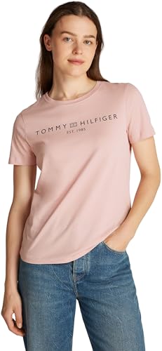 Tommy Hilfiger Damen T-Shirt Kurzarm Rundhalsausschnitt, Gelb (Lemon Zest), im Sale