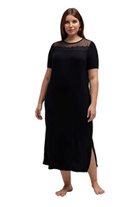 Thumbnail for Ulla Popken Damen, Spitze, Rundhals, Halbarm Nachthemd, Schwarz, 54/56 im Sale