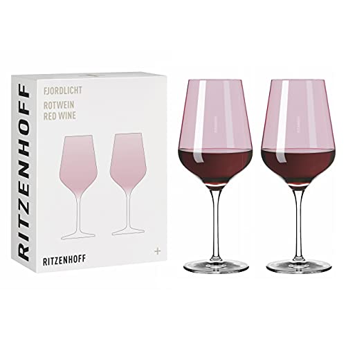 RITZENHOFF 3631003 Rotweinglas 500 ml - Serie Fjordlicht Nr. 3, 2 Stück mit Farbverlauf Berry - Made in Germany im Sale