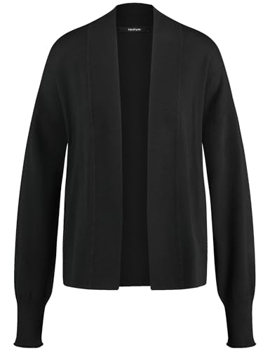 Taifun Damen Offene Strickjacke überschnittene Schultern, Langarm, breite Rippenbündchen unifarben Schwarz 36 im Sale