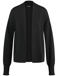 Thumbnail for Taifun Damen Offene Strickjacke überschnittene Schultern, Langarm, breite Rippenbündchen unifarben Schwarz 36 im Sale