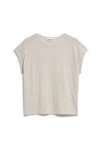 Thumbnail for ARMEDANGELS Damen T-Shirt aus Bio-Baumwolle ONELIAA Lovely Stripes Loose Fit Lavender Light-Oatmilk im Sale