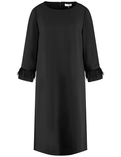 Gerry Weber Damen Kleid mit dekorativem Ärmelsaum 3/4 Arm unifarben knieumspielend Schwarz 36 im Sale