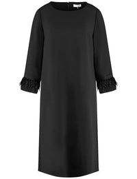 Thumbnail for Gerry Weber Damen Kleid mit dekorativem Ärmelsaum 3/4 Arm unifarben knieumspielend Schwarz 36 im Sale