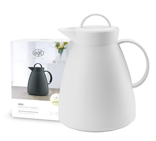 alfi DAN 1.00l, coconut white, plastic vacuum flask with hygienic tempered glass insert, screw cap, designer piece, ideal as a coffee pot, teapot, BPA-free on sale