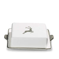 Thumbnail for GMUNDNER KERAMIK butter dish size: l= 20.5 cm xw= 14.5 cm xh= 5.7 cm grey deer tableware, handmade in Austria on sale
