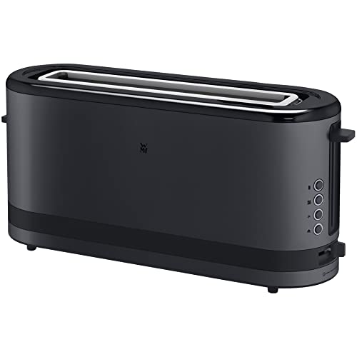 WMF Küchenminis Langschlitztoaster 2 Scheiben mit Brötchenaufsatz, Toaster schmal, , Bagel-Funktion, 7 Bräunungsstufen, 900W, Toaster edelstahl matt, schwarz im Sale