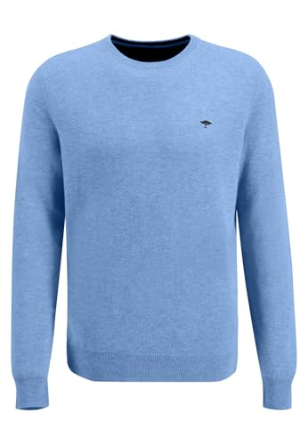 FYNCH-HATTON Soft Knit Crew Neck Sweater Light Sky / 3 on Sale