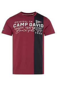 Thumbnail for Camp David Herren T-Shirt mit Color-Blocking und Artwork Blue Navy im Sale