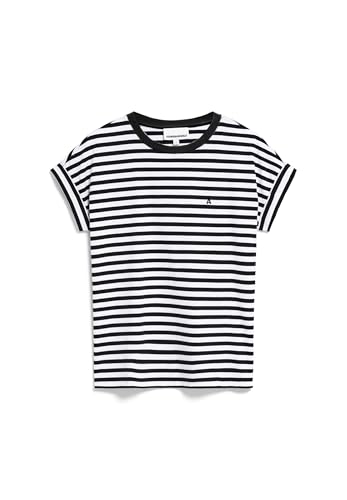 ARMEDANGELS Damen T-Shirt aus Bio-Baumwolle IDAARA Stripes Loose Fit White-Black im Sale
