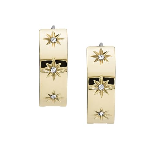 Fossil Damenohrringe Sadie Shine Bright Creolen Edelstahl goldfarben, JF03870710 im Sale