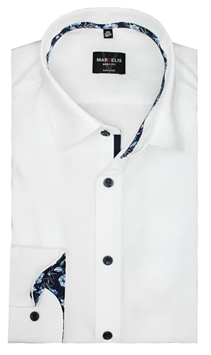 Marvelis Herren Oberhemd, Extra Langarm 69 cm, Body Fit, Weiß, New York Kent im Sale