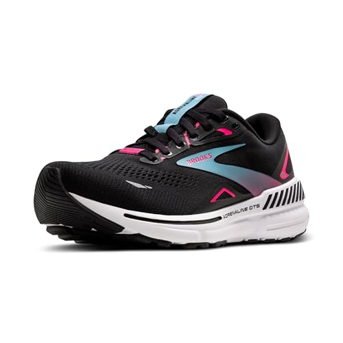Brooks Women's Adrenaline Gts 23 GTX Sneaker, Black Knockout Pink Aqua, 38.5 EU on sale