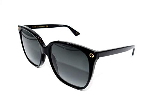 Gucci Damen GG0022S 001 Sonnenbrille, Schwarz (Black/Grey), 57 im Sale
