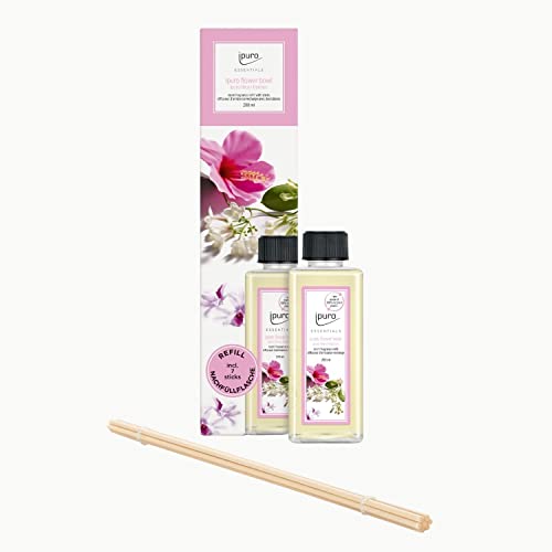 ipuro flower bowl - inexpensive room fragrance refill with floral notes - fragrance oil refill with scented sticks - room fragrance diffuser refill bottle 200ml - room fragrance refill bottle including scented sticks on sale