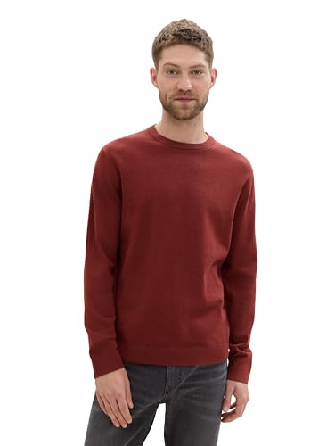 TOM TAILOR Herren 1039805 Strickpullover mit Crewneck, 35676-Burgundy Dark Red Melange, X-Large im Sale