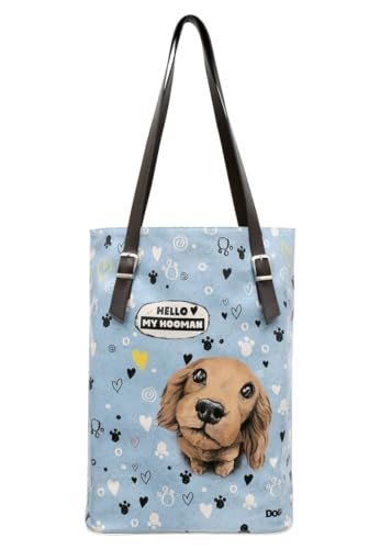 DOGO Vegane Damen Schultertaschen Umhängetaschen Tall Bag - Hello My Hooman im Sale