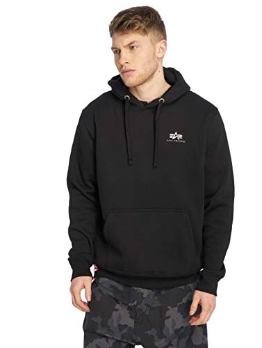 Alpha Industries Herren Basic Hoody Small Logo Kapuzensweat Kapuzenpullover, Grey Heather, im Sale