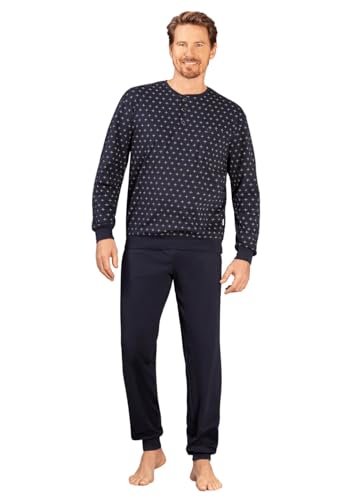 hajo - Men's pajamas with cuffs - Premium Cotton Interlock, navy, 54 on sale