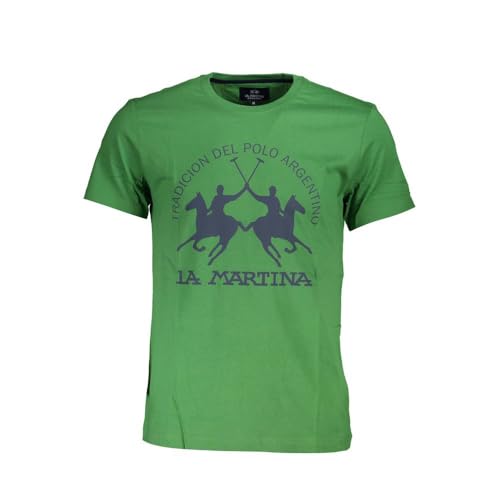 La Martina Elegantes grünes Baumwoll-T-Shirt mit ikonischem Herrenaufdruck, Grün , im Sale