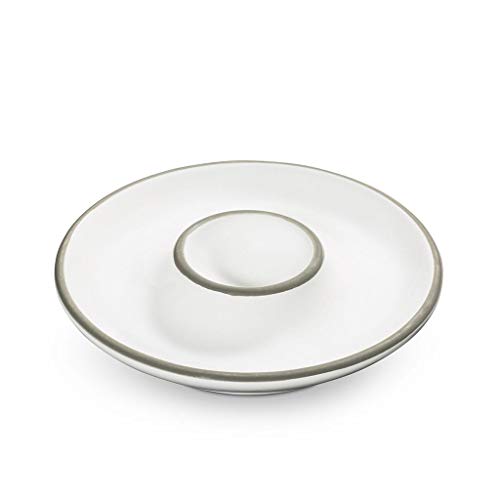 GMUNDNER KERAMIK Egg cup smooth Diameter: 12 cm Grey rim Tableware, handmade in Austria on sale