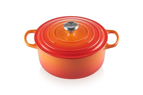 Le Creuset Signature Cast Iron Roasting Pan with Lid, Ø 26 cm, Round, Suitable for all hob types and induction, Volume: 5.3 l, 5.135 kg, Oven Red, 21177260902430 on Sale