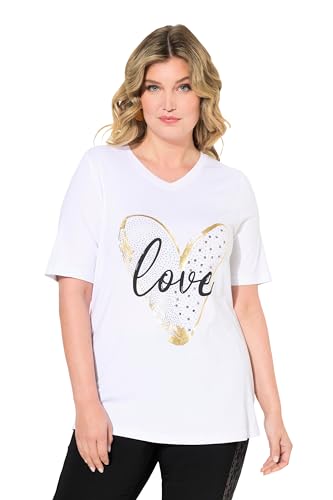 MIAMODA women's plus size T-shirt, A-line, love heart, short sleeves, snow white 46 833884200-46 on sale