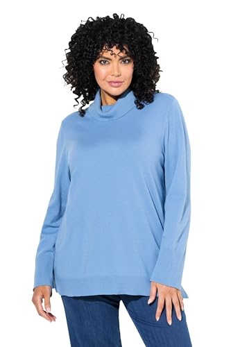 Ulla Popken Damen Rollkragenpullover, Breite Rippbündchen, Langarm Pullover, Dunkles Violett, 54-56 EU im Sale