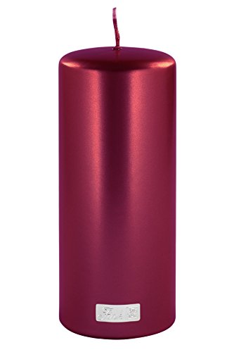 Fink Candle/Stumpenk, metallic dunkelrot,get./H.20,D.8 im Sale